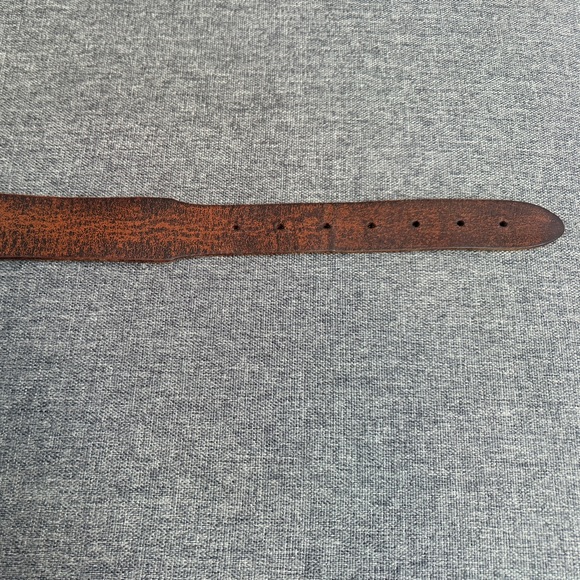 Cabi Brown Leather 1.5” Wide Belt Small Tassels Silver Buckle Woven Distressed - Picture 7 of 12